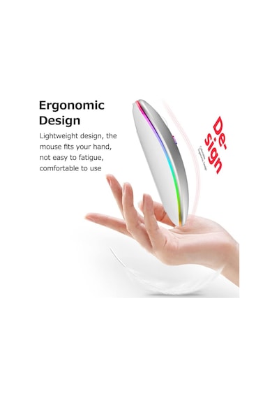 Led Işıklı Şarjlı Mouse 2.4ghz Usb Wireless Ve Bluetooth Lu Sessiz İos Uyumlu  Android Telefon Tablet Pc Tv Diğer