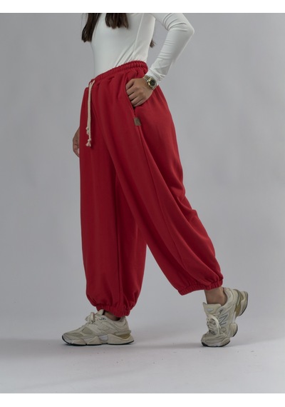 Cocopelli Kırmızı Oversize Kadın Baggy Pantolon Coc3428