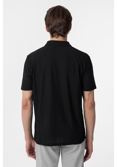 Süvari Waffle Sıfır Yaka Siyah Erkek T-shirt Sts1014000001