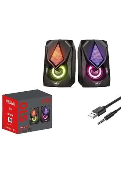 Trio Trs10 2.0 Multimedia Rgb Işıklı 3w 2 Siyah Usb Speaker Hoparlör