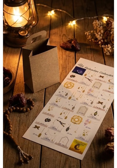 Roco Paper Ramazan Temalı Advent Takvim Sticker Seti - Dekoratif 30 Günlük Calender Etkinlik Çıkartma Seti Çok Renkli