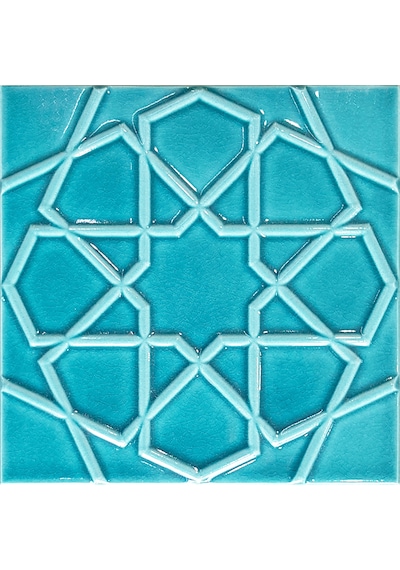 Armada Çini 20x20 Cm Rölyefli Turkuaz Selçuklu Yıldızı Deseni Çin