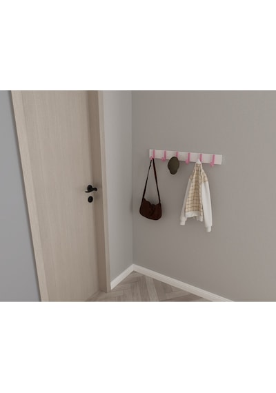 Hepsi3boyutlu Modern Duvar & Kapı Baston Askılık - 6 Adet Pembe J Askılık - Model No : 6 Pembe
