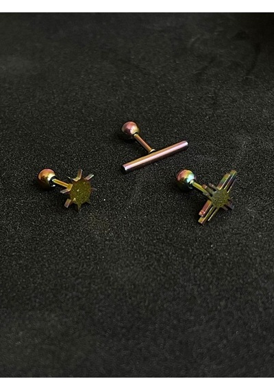 316 L Cerrahi Çelik Piercing Kıkırdak Helix Tragus Conch Figürlü Piercing Altın - Gül