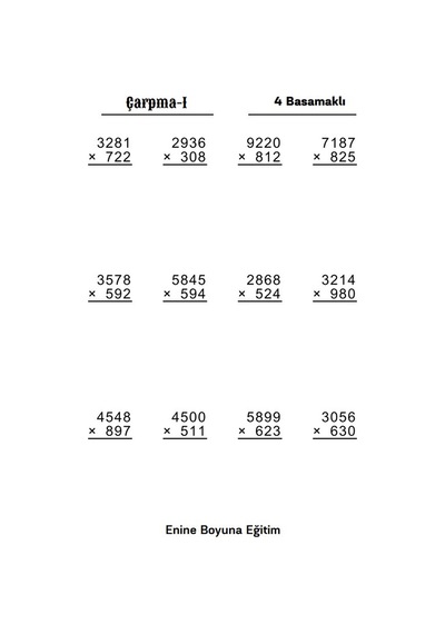 Herkes İçin Matematik Dört İşlem Alıştırmaları Süper Kitabı