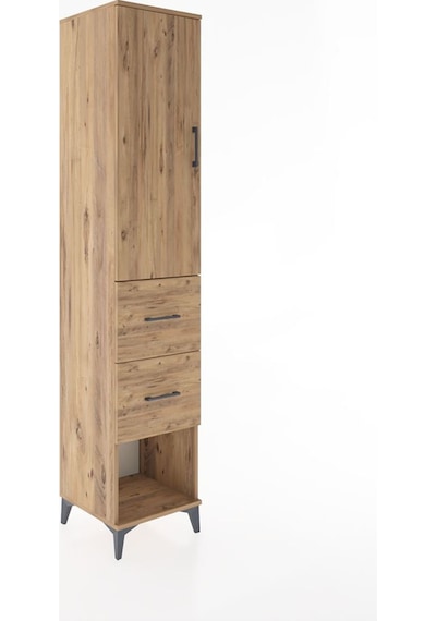 Hyperion Dolap 3 Raflı 2 Çekmeceli Tek Kapaklı 44x44x221 Çam-çam Çam