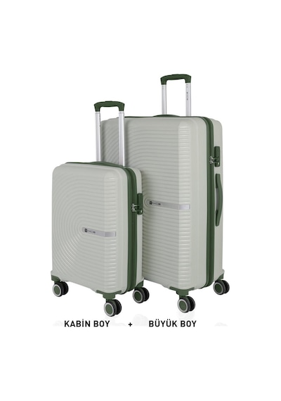 Mçs Bavul Büyük Ve Kabin 2li Set Kırılmaz Silikon Valiz V374 Kemik/haki Kemik - Haki