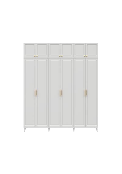 Guneystore Milas Gold 6 Kapaklı %100 Mdf Ayaklı Yüklüklü Gardırop