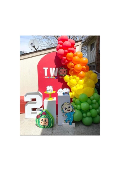 Rengarenk Balon Zinciri Turuncu Açık Yeşil Kırmızı Sarı 100 Adet Mix