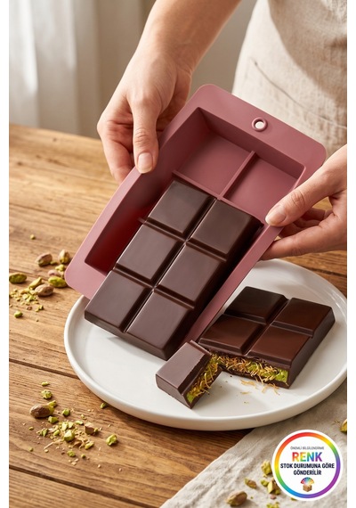 Silikon Dubai Çikolata Kalıbı Dubai Çikolatası Bar Kalıbı Yapışmaz Kolay Çıkan 8 Bölmeli 16 Cm Çok Renkli