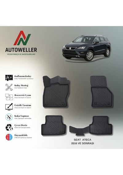 Seat Ateca 2016 Sonrası Uyumlu Havuzlu Oto Paspas