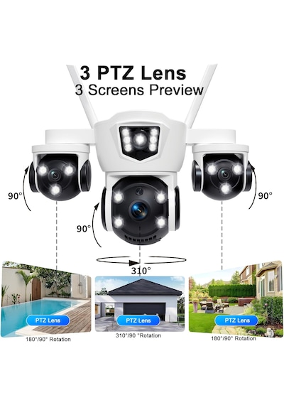 Mpıa Mızu 6mp Üç Kameralı 10x Dijital Zoom Gece Görüş Wifi Sesli Türkçe