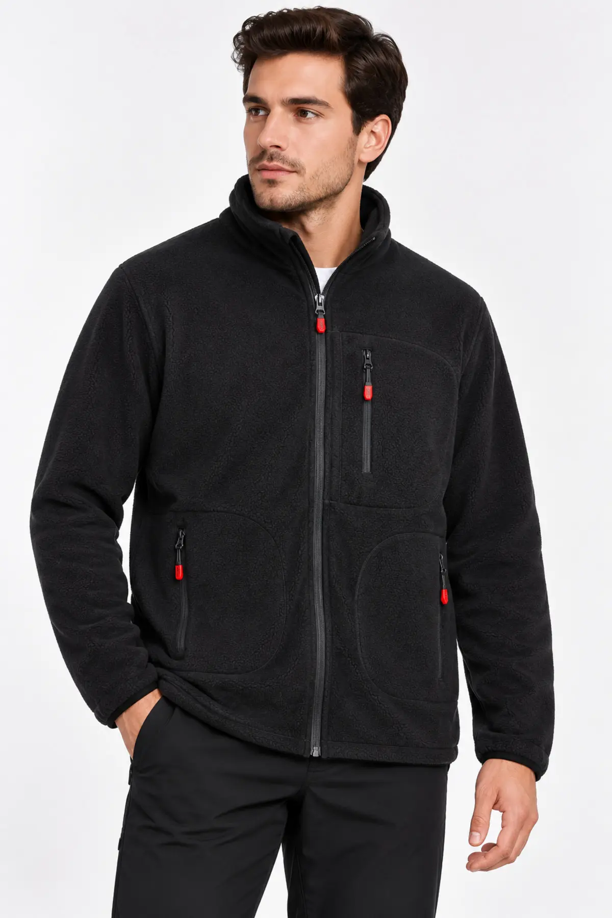 Neco Giyim Erkek Polar Ceket Fermuarlı Dik Yaka Çok Cepli Kışlık Outdoor Günlük Spor Üst Giyim Siyah Neco Giyim Erkek Polar Ceket Fermuarlı Dik Yaka Çok Cepli Kışlık Outdoor Günlük Spor Üst Giyim Siyah