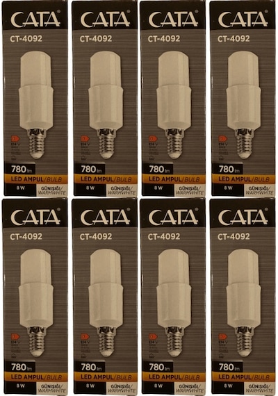 Cata Ct-4092 8w 3200k Günışığı E14 Duylu Led Ampul 8 Adet