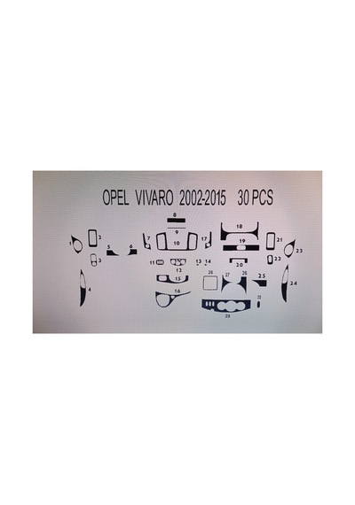Opel Vıvaro 2002-2015 30 Parça Torpido Kaplama Renk Piano Black