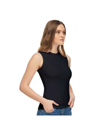Dizzyfantezi Sıfır Kol Likralı Elastan Atlet Body Siyah 2201 SIYAH
