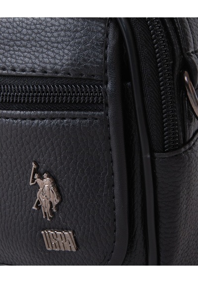 U.S. Polo Assn. Plevr84 Metal Logolu Çapraz Askılı Erkek Çanta Siyah