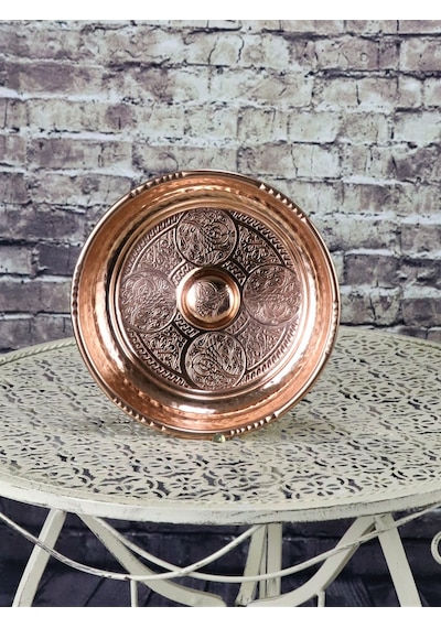 Bakır İşlemeli Hamam Tası 16 CM Bakır