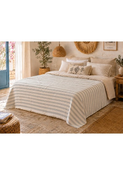 Daily%100 Pamuk Müslin Pike 4 Kat Çift Kişilik Pike & Yatak Örtüsü 230x250 Cm Gri, Çizgili Diğer
