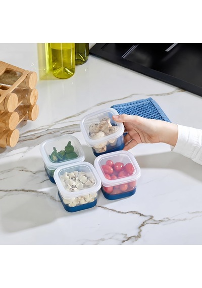 4'lü Set Silikon Tabanlı Dikdörtgen Saklama Kabı 550 Ml, Derin Dondurucu Ve Buzluk Uyumlu Difriz Kabı, Kapaklı Gı Diğer