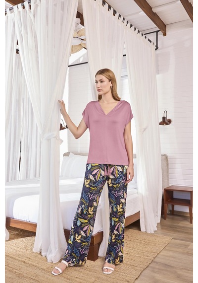 Monamise Kadın Yaprak Desenli Kısa Kollu V Yaka Büyük Beden Pijama Takımı 25119bat. Gül Kurusu Monamise Kadın Yaprak Desenli Kısa Kollu V Yaka Büyük Beden Pijama Takımı 25119bat. Gül Kurusu