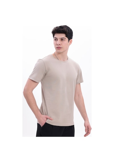 Myrab Denim Erkek Krem Basic Tişört Regular Fit Bisiklet Yaka %100 Pamuk 30/1 Süprem Kumaş Günlük T-shirt