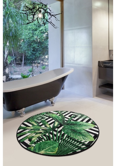 Chilai Home Tropıc Djt Banyo Halısı Çap 100 CM Çok Renkli