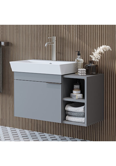 Likya Tek Kapaklı Açık Raflı Lavabolu 82 Cm Banyo Dolabı Alt, Lavabolu Alt Banyo Dolabı Kül Gri Likya Tek Kapaklı Açık Raflı Lavabolu 82 Cm Banyo Dolabı Alt, Lavabolu Alt Banyo Dolabı Kül Gri