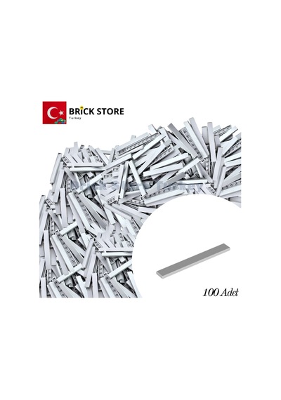 Yedek Parçalar, 100 Adet 1x8 Tile Düz Fayans Parçası, Açık Gri Light Bluish Gray ,4162
