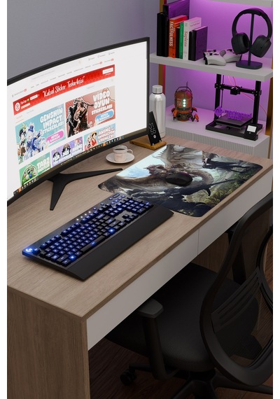 Monster Hunter: World Dikişli Kauçuk Oyuncu Mousepad V2 - 48x40 Xl Gaming Mouse Pad