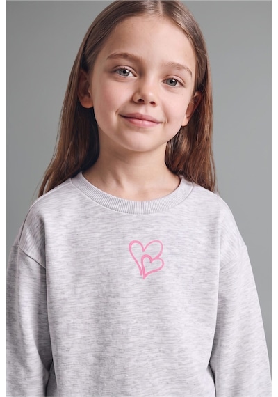 Defacto %100 Pamuk Baskılı Sweatshirt Üst Lastikli Paça Alt 2li Takım Kız Bebek I4475a526augr28 Gri-gr28