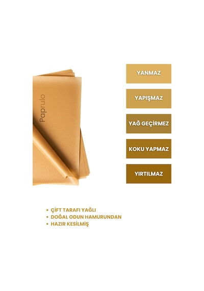 Ağartılmamış Fırın Pişirme Kağıdı 50 Adet Tepsi İçi Botuyunda 37x30 L Boy Gold Kalite
