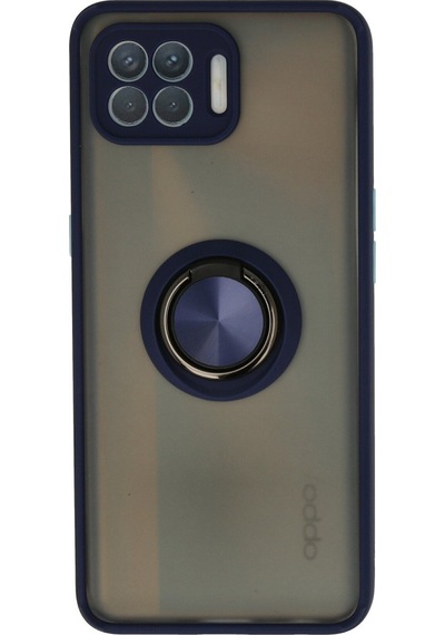 Newface Oppo Reno 4 Lite Kılıf Montreal Yüzüklü Silikon Kapak - Lacivert Lacivert