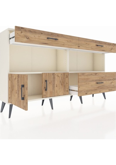 Arges Konsol 2 Raflı 3 Çekmeceli 2 Kapaklı 176x30x99 Aytaşı-çam Aytaşı-çam