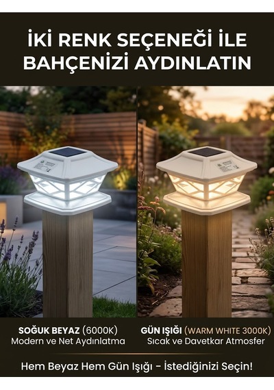 2'li Güneş Enerjili Beyaz Kasa Bahçe Aydınlatma Lambası - Beyaz & Gün Işığı Solar Dekoratif Duvar Lambası Ev Girişi Veranda Aydınlatma 1
