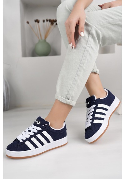 Homiro Unisex Klasik Bağcıklı Ortopedik Spor Sneaker Ayakkabı-lacivert