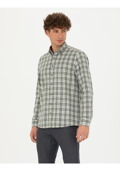 Pierre Cardin Erkek Haki Desenli Gömlek 50274599-vr027 Haki