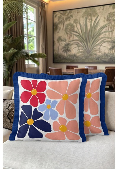 Retro Çiçek Desenli Saçaklı Yastık Kılıfı - Pop Art Floral Modern Lacivert Püsküllü Kırlent Kılıfı Sakin Yörünge Lime Retro Çiçek Desenli Saçaklı Yastık Kılıfı - Pop Art Floral Modern Lacivert Püsküllü Kırlent Kılıfı Sakin Yörünge Lime