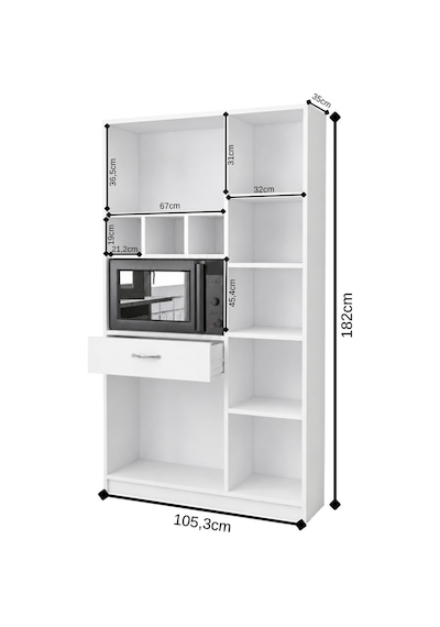 Ae-3080 Anka Beyaz Çok Amaçlı Mutfak Dolabı & Banyo Dolabı 6 Kapa