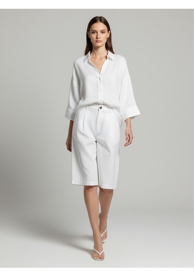 Xint Beyaz %100 Keten Oversize Şort 275453