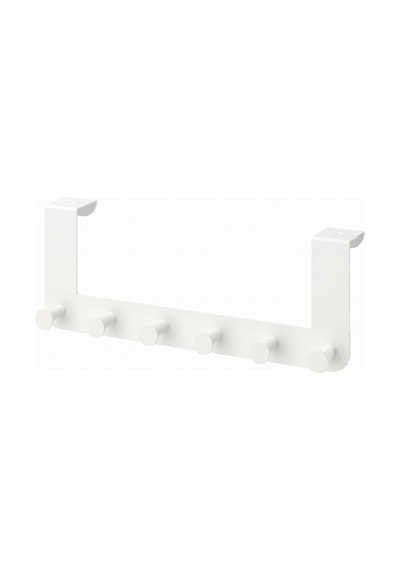 Enudden Kapı Gardırobu, Beyaz Metal, 6 Kanca, 4 Cm'ye Kadar Kapı Kalınlığı İçin &