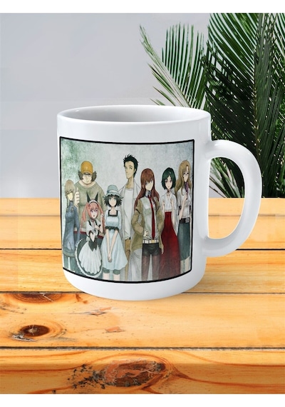 Steins Gate Baskılı Kupa Bardak Karakterler Tam Baskı Çok Renkli