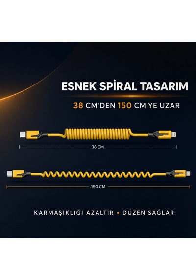 4&apos Ü 1 Arada Esnek Spiral Hızlı Şarj Kablosu, Araç İçi Yaylı Kablo, Type-c Ve Lightning Uyumlu Çoklu Şarj Kablosu 5570 Diğer