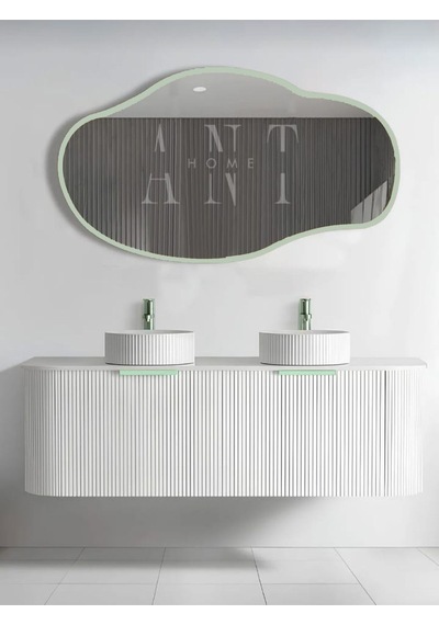 Ant Home Asimetrik 75x40 Cm Konsol Aynası, Dresuar Aynası, Tuvalet Aynası, Holl Aynası, Banyo Aynası Yeşil