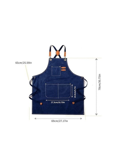 Valkyrie Unisex Kanvas Mutfak Önlüğü Ayarlanabilir Askılı Cepli Barista Garson Servis Önlüğü Lacivert