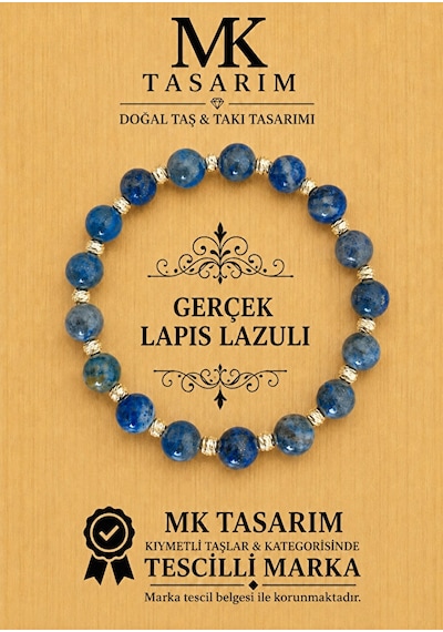 Mk Tasarım Gerçek Lapis Lazuli Bileklik Mk.7000.848- Rahatlık-dinginlik-enerji- Stres Bilekliği Çok Renkli