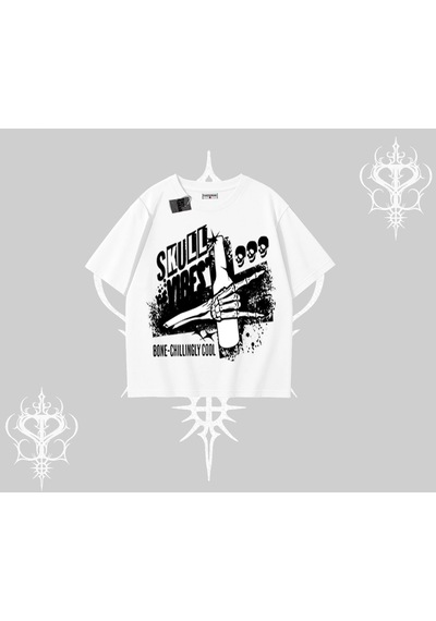 Tarzsokak Oversize Tshirt Skull Impact Bone Chilling Street Icon Beyaz