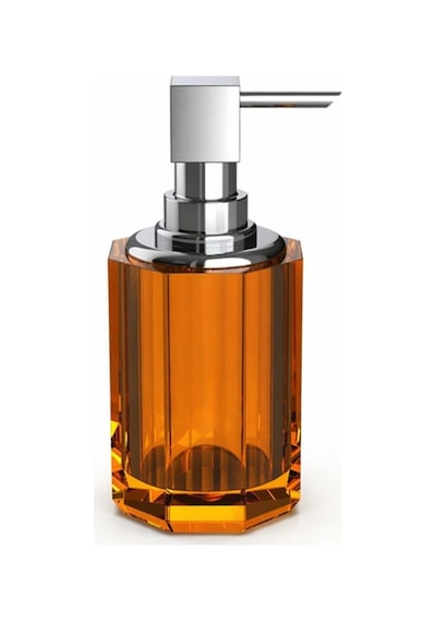 New Kristall Sıvı Sabunluk, Tezgah Üstü - Krom/amber