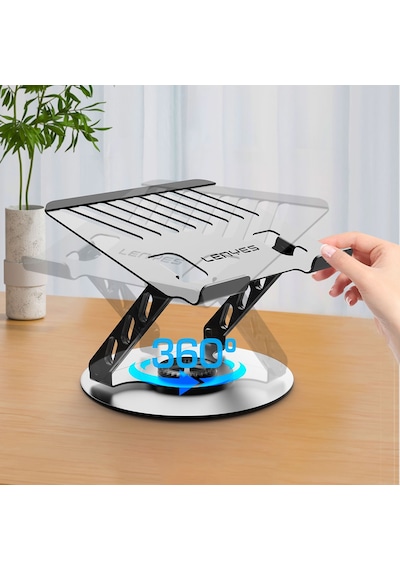 Lenyes Cr190 360 Derece Dönebilen Katlanabilir Laptop Standı Gümüş