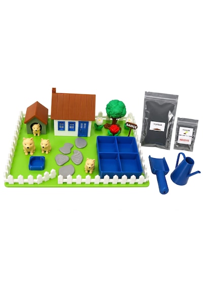 Kutpia Mini Bahçe Çocuk Oyun Ve Eğitim Seti 25x19cm - Sevimli Köpekler Mavi